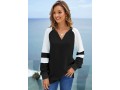 Split Neck Long Sleeve Contrast Sweatshirt