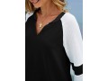 Split Neck Long Sleeve Contrast Sweatshirt