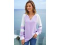 Split Neck Long Sleeve Contrast Sweatshirt