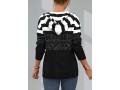 Stripe Print Contrast Sequin Zipper Detail Hoodie