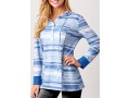 Striped Button Detail Drawstring Light Blue Hoodie