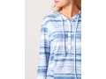 Striped Button Detail Drawstring Light Blue Hoodie