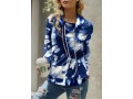 Tie Dye Print Cowl Neck Blue Sweatshirt