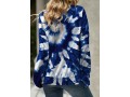 Tie Dye Print Cowl Neck Blue Sweatshirt