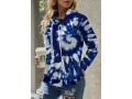 Tie Dye Print Cowl Neck Blue Sweatshirt