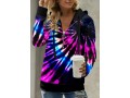 Tie Dye Print Long Sleeve Multi Color Hoodie