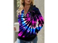 Tie Dye Print Long Sleeve Multi Color Hoodie