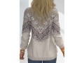 Tribal Print Round Neck Khaki Leopard Sweatshirt