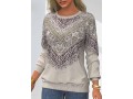 Tribal Print Round Neck Khaki Leopard Sweatshirt