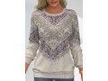 Tribal Print Round Neck Khaki Leopard Sweatshirt