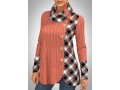 Twisted Pattern Plaid Cowl Neck Sweatshirt