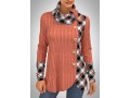 Twisted Pattern Plaid Cowl Neck Sweatshirt