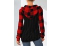 Twisted Plaid Long Sleeve Zipper Detail Hoodie