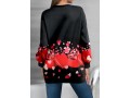 Valentines Heart Print Black Round Neck Sweatshirt