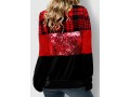 Valentines Plaid Sequin Lace Up Red Sweatshirt