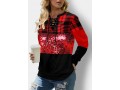 Valentines Plaid Sequin Lace Up Red Sweatshirt