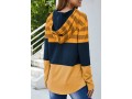 Yellow Striped Drawstring Contrast Long Sleeve Hoodie