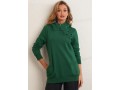 Zipper Detail Dark Green Long Sleeve Hoodie