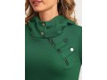 Zipper Detail Dark Green Long Sleeve Hoodie