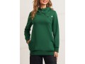 Zipper Detail Dark Green Long Sleeve Hoodie