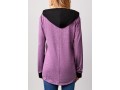 Zipper Detail Drawstring Purple Long Sleeve Hoodie